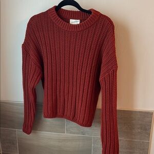 Women's Ribbed Knit Sweater - Red